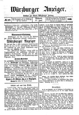 Würzburger Anzeiger (Neue Würzburger Zeitung) Mittwoch 27. Juni 1860