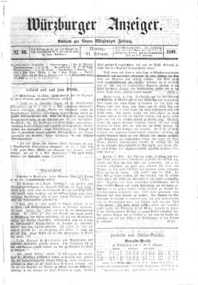 Würzburger Anzeiger (Neue Würzburger Zeitung) Montag 11. Februar 1861
