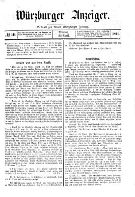 Würzburger Anzeiger (Neue Würzburger Zeitung) Montag 22. April 1861