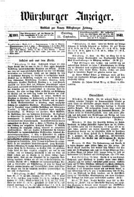 Würzburger Anzeiger (Neue Würzburger Zeitung) Samstag 21. September 1861