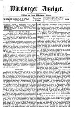 Würzburger Anzeiger (Neue Würzburger Zeitung) Donnerstag 3. Oktober 1861