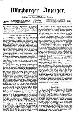 Würzburger Anzeiger (Neue Würzburger Zeitung) Samstag 2. November 1861