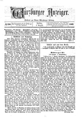 Würzburger Anzeiger (Neue Würzburger Zeitung) Freitag 1. August 1862