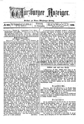 Würzburger Anzeiger (Neue Würzburger Zeitung) Mittwoch 12. November 1862