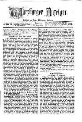 Würzburger Anzeiger (Neue Würzburger Zeitung) Sonntag 30. November 1862