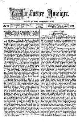 Würzburger Anzeiger (Neue Würzburger Zeitung) Samstag 7. März 1863