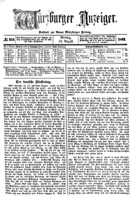Würzburger Anzeiger (Neue Würzburger Zeitung) Montag 10. August 1863