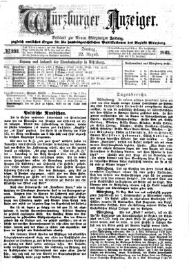 Würzburger Anzeiger (Neue Würzburger Zeitung) Dienstag 22. August 1865