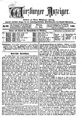 Würzburger Anzeiger (Neue Würzburger Zeitung) Montag 21. Mai 1866