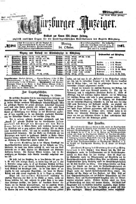 Würzburger Anzeiger (Neue Würzburger Zeitung) Montag 14. Oktober 1867