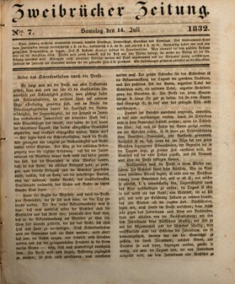 Zweibrücker Zeitung Samstag 14. Juli 1832