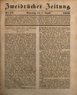 Zweibrücker Zeitung Donnerstag 2. August 1832