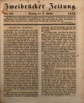 Zweibrücker Zeitung Dienstag 2. Oktober 1832