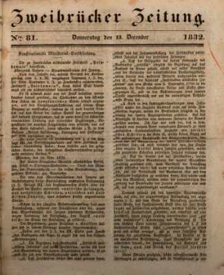 Zweibrücker Zeitung Donnerstag 13. Dezember 1832