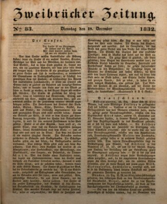 Zweibrücker Zeitung Dienstag 18. Dezember 1832