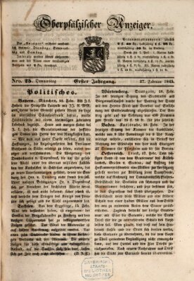 Oberpfälzer Anzeiger Donnerstag 27. Februar 1845