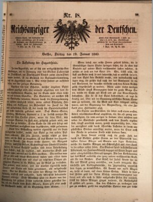 Reichsanzeiger der Deutschen (Allgemeiner Anzeiger der Deutschen) Freitag 19. Januar 1849