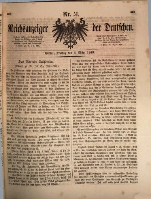 Reichsanzeiger der Deutschen (Allgemeiner Anzeiger der Deutschen) Freitag 2. März 1849