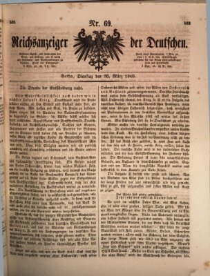 Reichsanzeiger der Deutschen (Allgemeiner Anzeiger der Deutschen) Dienstag 20. März 1849