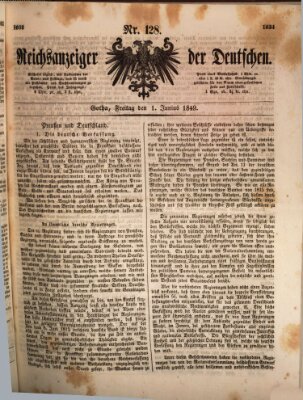 Reichsanzeiger der Deutschen (Allgemeiner Anzeiger der Deutschen) Freitag 1. Juni 1849