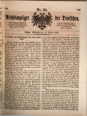 Reichsanzeiger der Deutschen (Allgemeiner Anzeiger der Deutschen) Mittwoch 13. Juni 1849