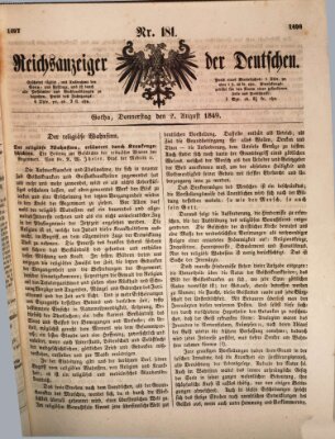 Reichsanzeiger der Deutschen (Allgemeiner Anzeiger der Deutschen) Donnerstag 2. August 1849