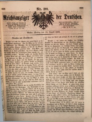 Reichsanzeiger der Deutschen (Allgemeiner Anzeiger der Deutschen) Freitag 10. August 1849