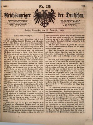 Reichsanzeiger der Deutschen (Allgemeiner Anzeiger der Deutschen) Donnerstag 27. September 1849