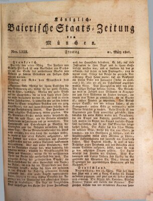 Königlich-Baierische Staats-Zeitung von München (Süddeutsche Presse) Freitag 21. März 1806
