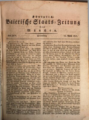 Königlich-Baierische Staats-Zeitung von München (Süddeutsche Presse) Dienstag 22. April 1806