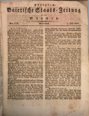 Königlich-Baierische Staats-Zeitung von München (Süddeutsche Presse) Mittwoch 9. Juli 1806