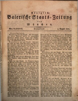 Königlich-Baierische Staats-Zeitung von München (Süddeutsche Presse) Samstag 9. August 1806