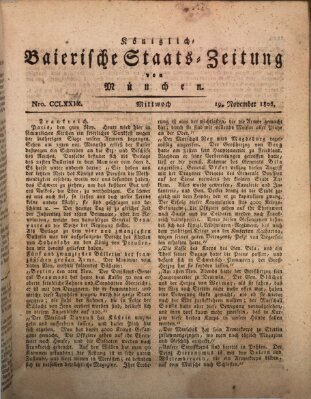 Königlich-Baierische Staats-Zeitung von München (Süddeutsche Presse) Mittwoch 19. November 1806