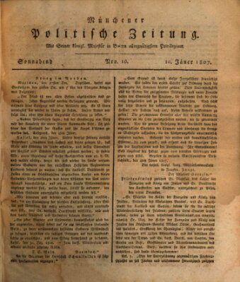 Münchener politische Zeitung (Süddeutsche Presse) Samstag 10. Januar 1807