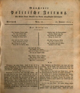 Münchener politische Zeitung (Süddeutsche Presse) Mittwoch 28. Januar 1807