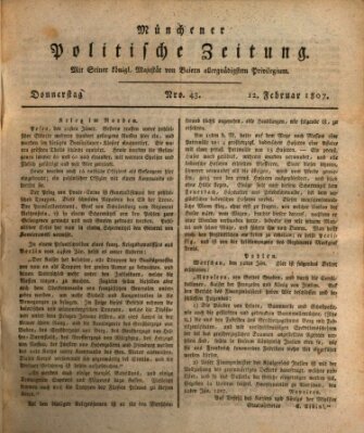 Münchener politische Zeitung (Süddeutsche Presse) Donnerstag 12. Februar 1807