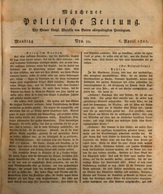 Münchener politische Zeitung (Süddeutsche Presse) Montag 6. April 1807