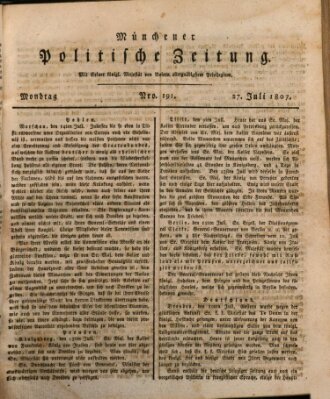 Münchener politische Zeitung (Süddeutsche Presse) Montag 27. Juli 1807