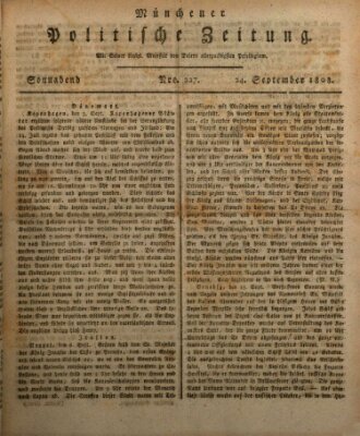 Münchener politische Zeitung (Süddeutsche Presse) Samstag 24. September 1808