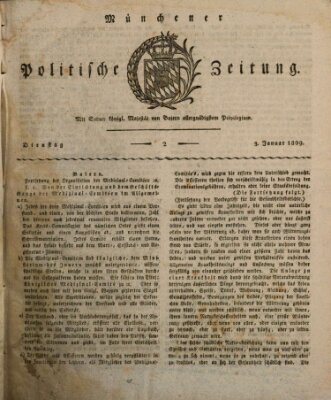 Münchener politische Zeitung (Süddeutsche Presse) Dienstag 3. Januar 1809
