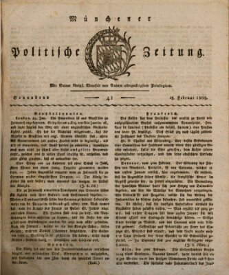 Münchener politische Zeitung (Süddeutsche Presse) Samstag 18. Februar 1809