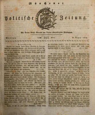 Münchener politische Zeitung (Süddeutsche Presse) Montag 21. August 1809