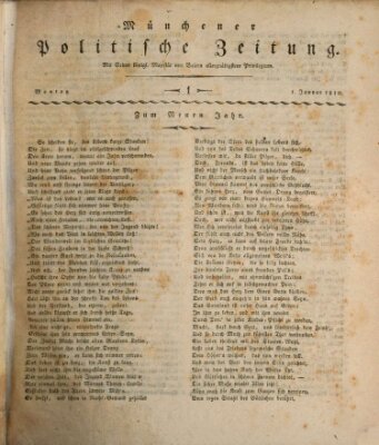 Münchener politische Zeitung (Süddeutsche Presse) Montag 1. Januar 1810