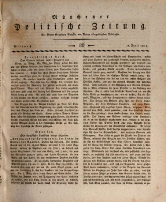 Münchener politische Zeitung (Süddeutsche Presse) Mittwoch 10. April 1811