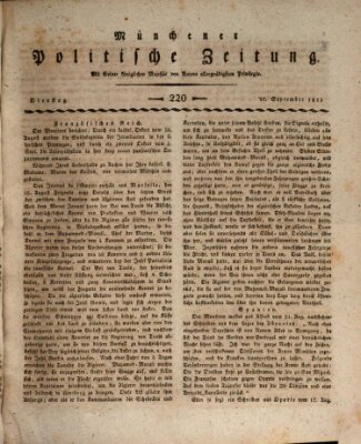Münchener politische Zeitung (Süddeutsche Presse) Dienstag 17. September 1811