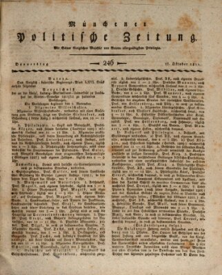 Münchener politische Zeitung (Süddeutsche Presse) Donnerstag 17. Oktober 1811