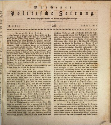 Münchener politische Zeitung (Süddeutsche Presse) Dienstag 8. September 1812