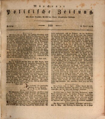Münchener politische Zeitung (Süddeutsche Presse) Freitag 26. April 1816