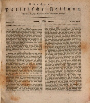 Münchener politische Zeitung (Süddeutsche Presse) Samstag 8. Juni 1816