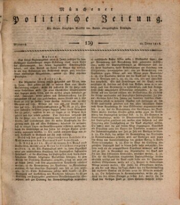 Münchener politische Zeitung (Süddeutsche Presse) Mittwoch 12. Juni 1816